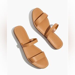 Madewell Boardwalk Double-Strap Slide Sandal in Leather